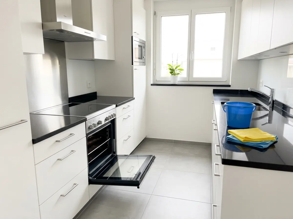 Frisch gereinigte, leere Küche einer Wohnung in Zug